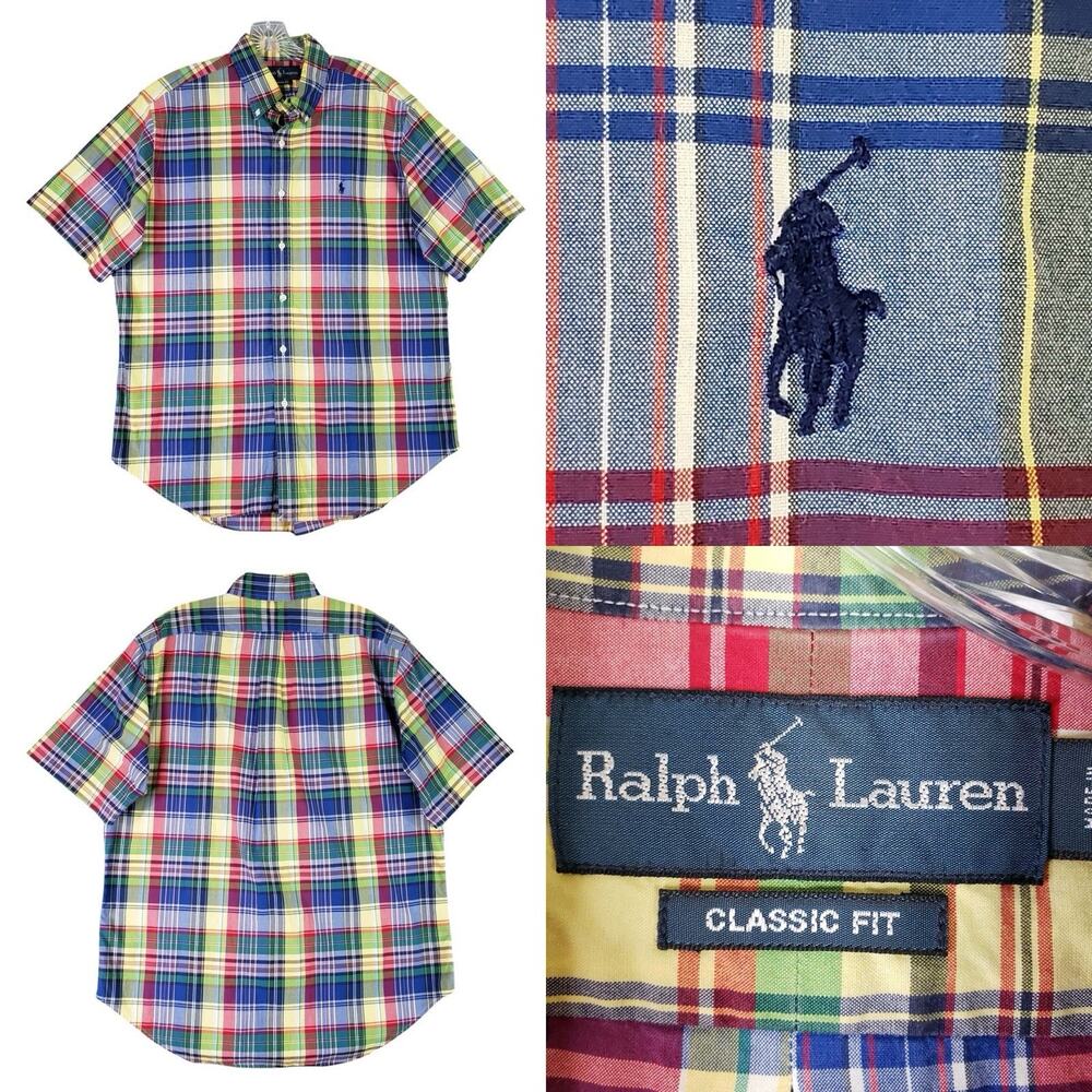 Polo Ralph Lauren Shirt Oxford Men's Size Large Multicolor Plaid SS Button Down